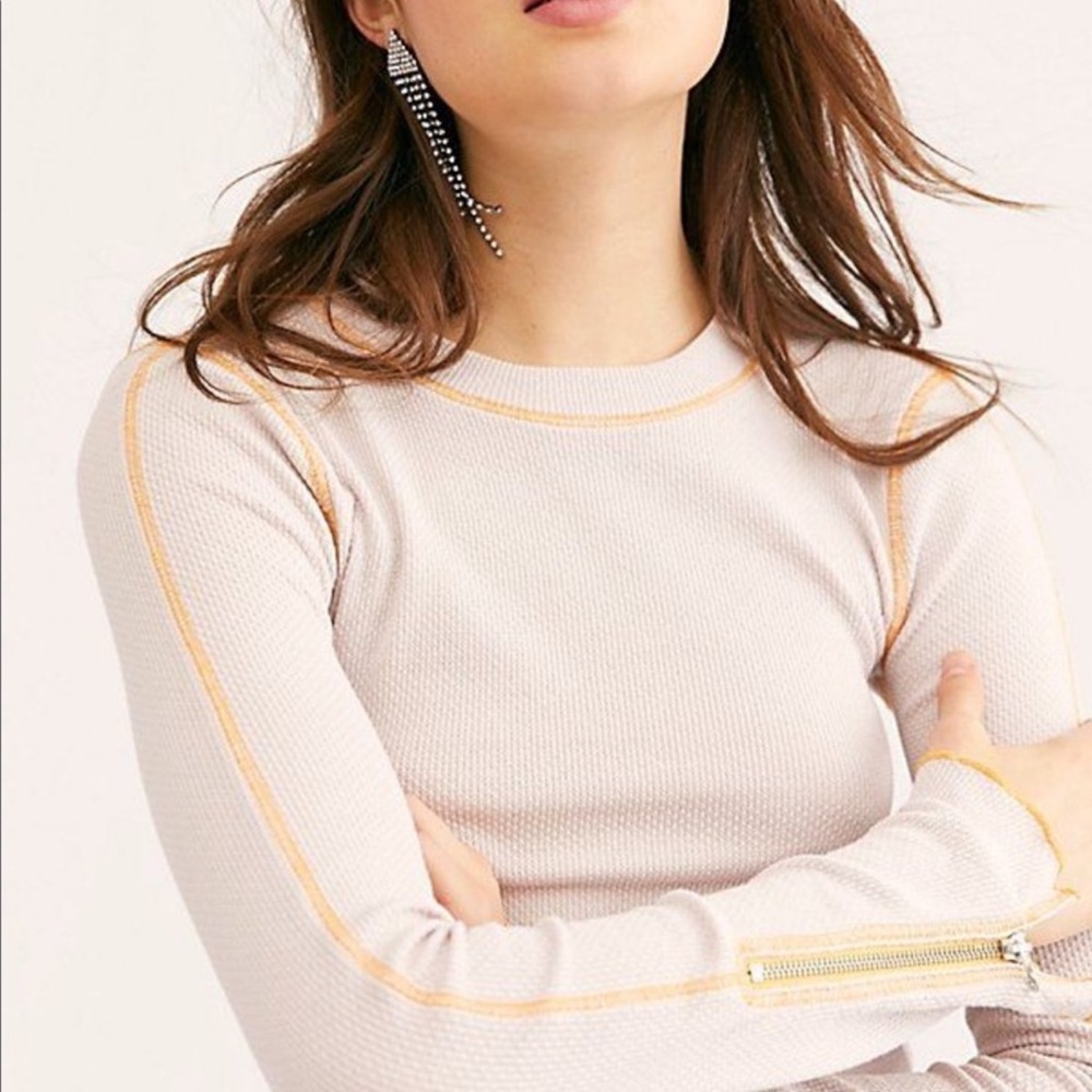 Free People zip sleeve thermal top